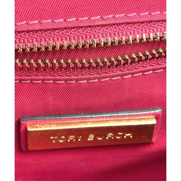 Tory Burch Fleming Quilted Magenta Convertible Shoulder Bag Gold Chain Tassel - Picture 11 of 11